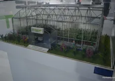 A model of a greenhouse project at the booth of Güney Greenhouses